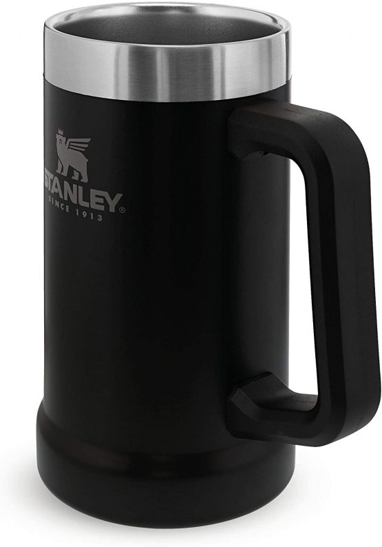 Stanley Adventure Vacuum Keeps Cold for 7 Hours-Stainless Steel Beer Stein with Handle, Matte Black, 0.7L
