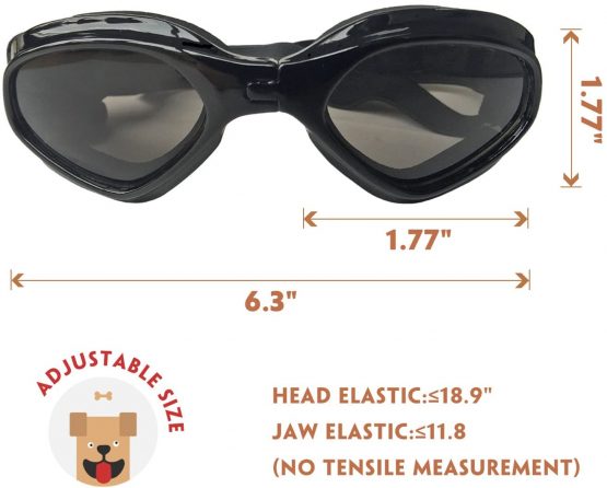 Pet Leso® Dog Goggles Stylish Doggie Puppy Sunglasses Windproof Protection Doggles - Black - Image 4