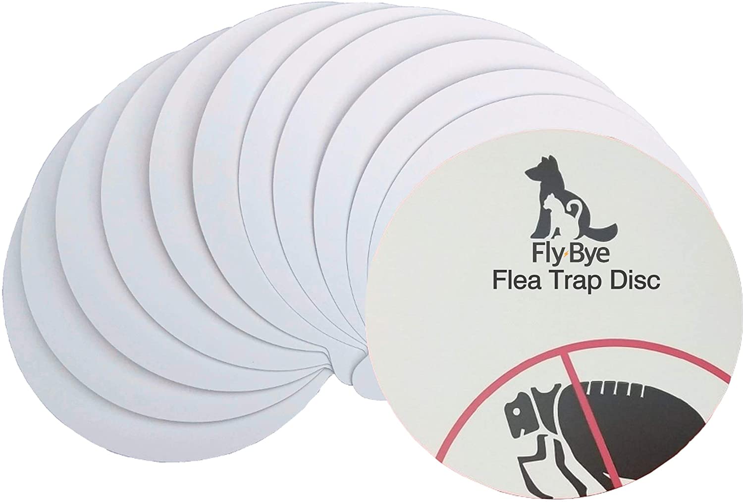 Fly-Bye Flea Trap Sticky Discs (12 Pack) - Non-Toxic Replacement Pads for Home Fleas Trap - Safe Alternative to Flea Sprays & Bombs