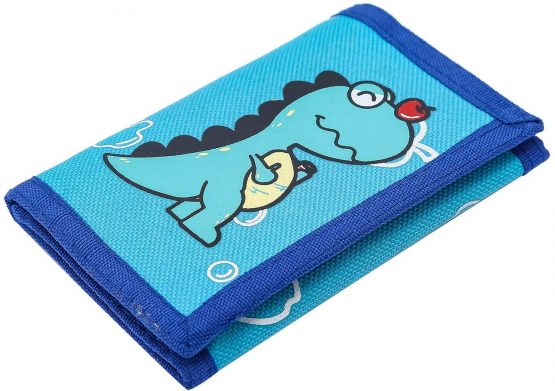 RFID Wallet, Cute Cartoon Wallet with Zipper for Kids, Blue Dinosaur