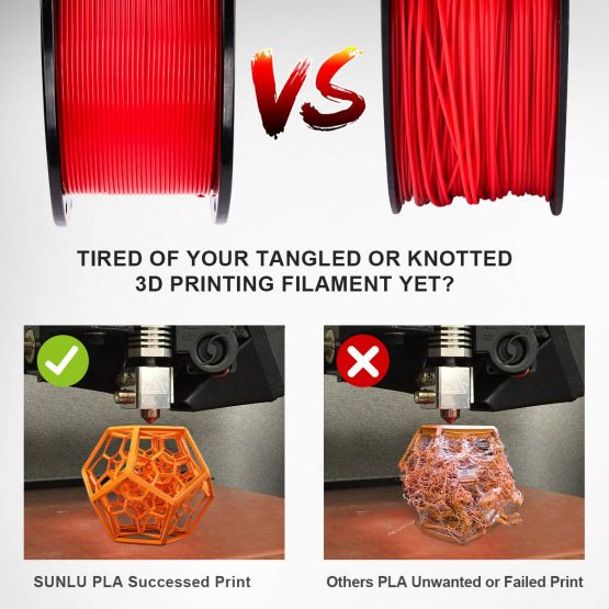 SUNLU PLA Filament 1.75mm 3D Printer Filament PLA 1kg Spool (2.2lbs), Dimensional Accuracy of +/- 0.02mm PLA Red - Image 3