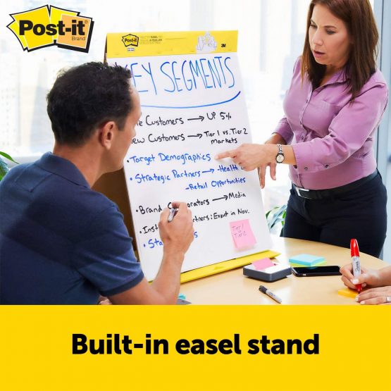 Post-it, Table Flip chart with 20 Self-Adhesive Sheets, Whiteboard for Meeting Notes, Meeting Chart with Blank Pages, Two in One Flipchart Portable Easel and Dry Erase Board in size 50 x 58 cm - Image 3