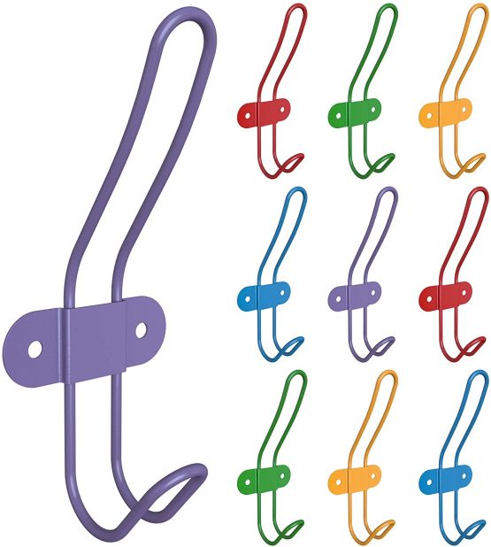 Tibres - Kids Wall Coat Hooks for Girls and Boys for Jackets Clothes Backpacks Robes and Towels - Children Colorful Wall Mounted Hanger Hook Rack for Use in Nursery Bedroom and Bathroom - Set of 10