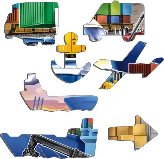 Larsen US44 Busy Cargo Hub With Ships, Trucks, Trains and Planes, 37 Piece Boxless Tray & Frame Jigsaw Puzzle - Image 3