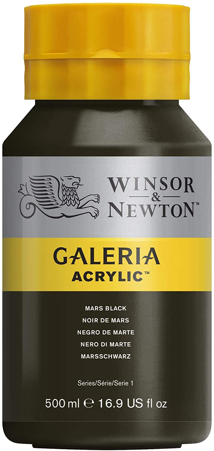 Winsor & Newton, Galeria Acrylic, Mars Black, 500ml, 500 ml (Pack of 1)