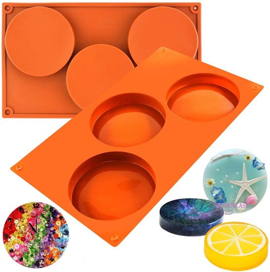 2PCS 3-Cavity Large Round Disc Cake Moulds Silicone Resin Coaster Mould Candy, Pie, Custard, Mousse Cake Pan Baking Molds - Image 2