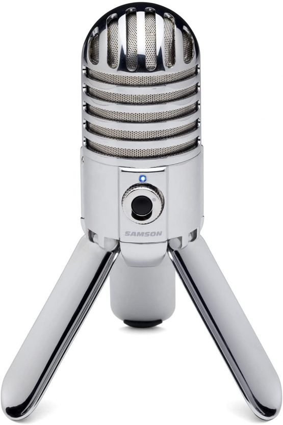 Samson Meteor Mic - Portable USB Studio Quality Condenser Microphone - High Performance, General Purpose/Podcast/Gaming/Music Recording Microphone, 16-bit, 44.1/48kHz resolution, Silver Chrome