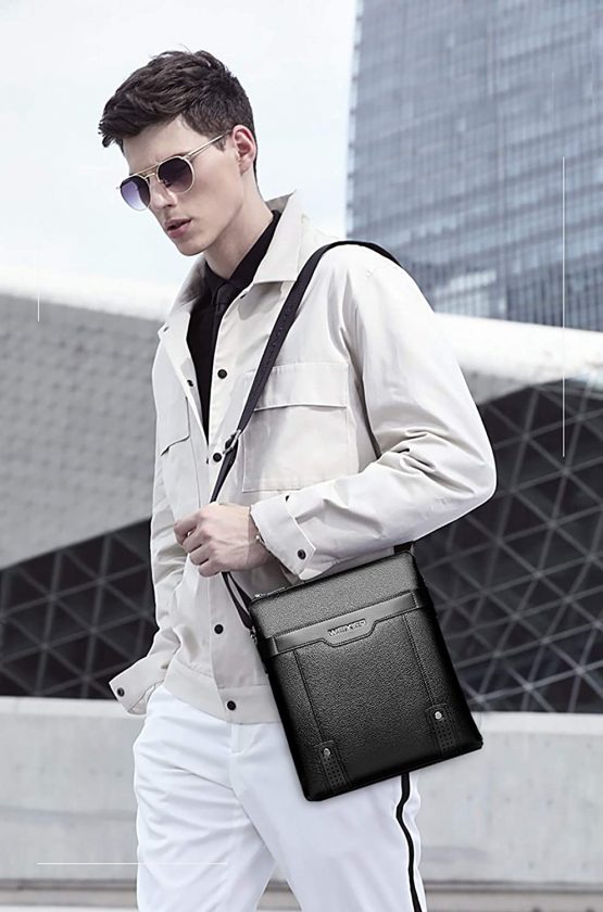 FANDARE Men's Shoulder Bag Messenger Crossbody Satchel Office Work Bag Fits iPad 9.7 inch Tablets Waterproof Travel Bookbag Black - Image 2