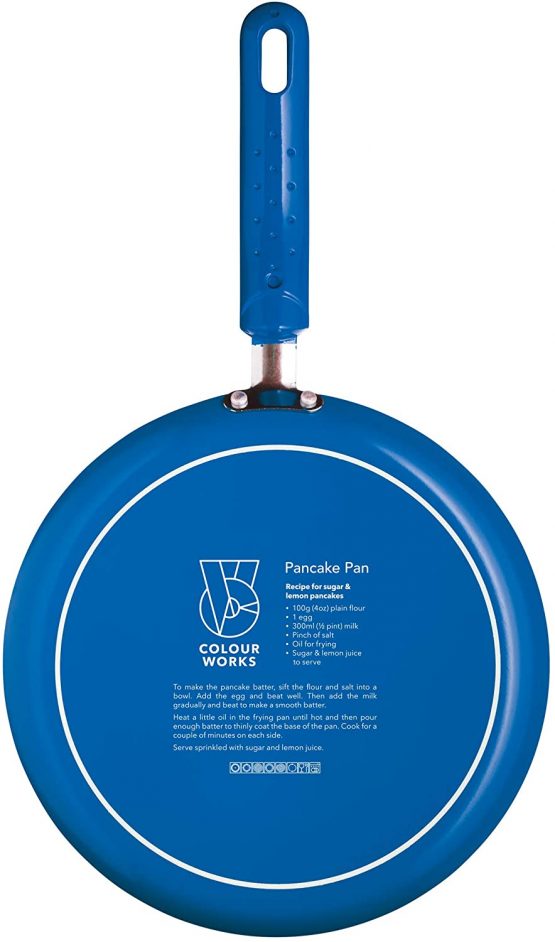 Colourworks CWCPBLU KitchenCraft Non-Stick Pancake Pan, Aluminium, Blue, 24 cm - Image 2