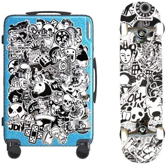 Stickers [240 pcs], Black White Graffiti Vinyl Stickers for Laptop Cars Motorcycle Bicycle Skateboard Luggage Bumpers Helmet Window Cellphone notebook Guitar Skateboard Snowboard Wall Decals…… - Image 3