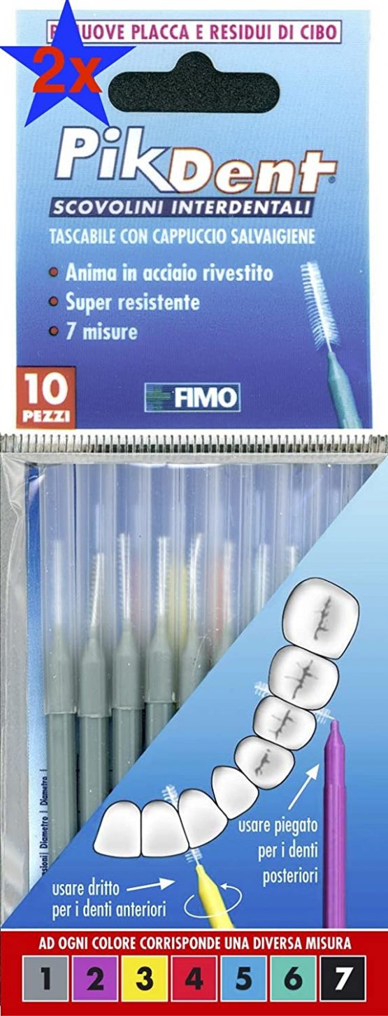 Pikdent Interdental Brushes with Steel Core and Tytex Bristles, Size 2 Purple 0.5mm Cylindrical - 10 Brushes