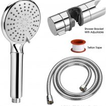 ASTOTSELL Shower Head Kit with Hose and Showerhead Holder Bracket, Fixed Handheld Shower Universal Fitting with Adjustable 5 Sprays Modes for Slide Bar Adjustable 19-25MM O.D, Chrome Plated