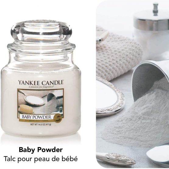 Yankee Candle Scented Candle, Baby Powder Medium Jar Candle - Image 2