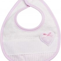 Filet Baby Girls Pink bib, with aida Cloth Insert to Embroider, Rosa