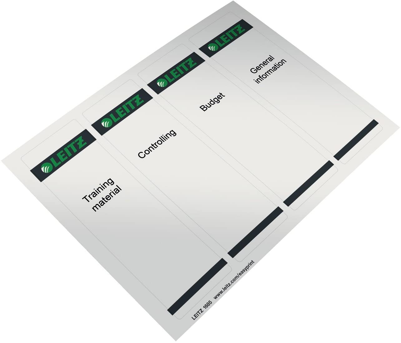 Leitz PC Printable Paper Labels, Grey, 61.5 x 192 mm, 100/Box, for 80 mm Lever Arch Files, Grey/light grey, 192mm x 61.5mm - Image 3