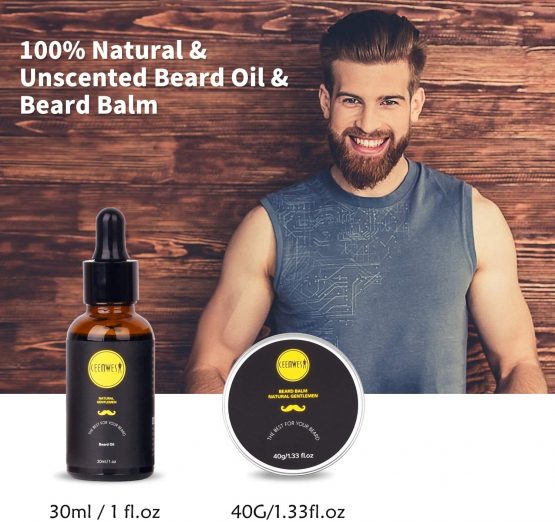 Beard Grooming Kit 2x Beard Oil, Beard Balm, Beard Wash, Beard Brush, Beard Comb,Mustache Scissors Beard Care Unique Gifts for Men Beard Kit Growth & Trimming Kit - Image 3