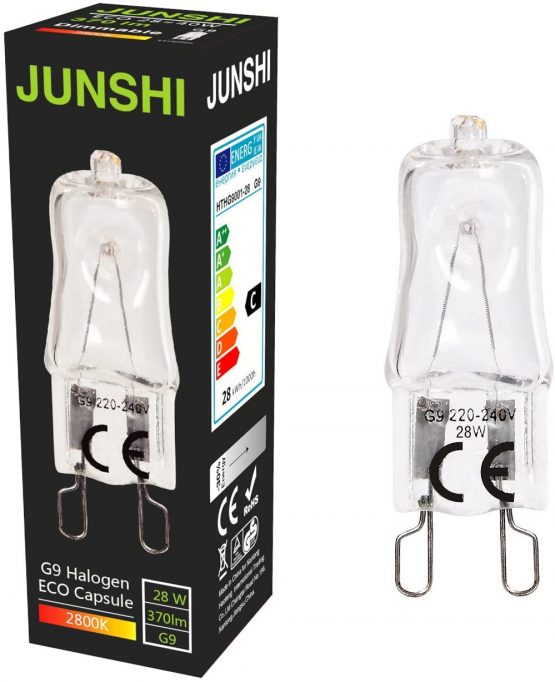 JUNSHI 10 x G9 ECO 28W=40W 240V Dimmable 370 Lumens Safety Fused Halogen Clear Bulbs Lamps Capsules