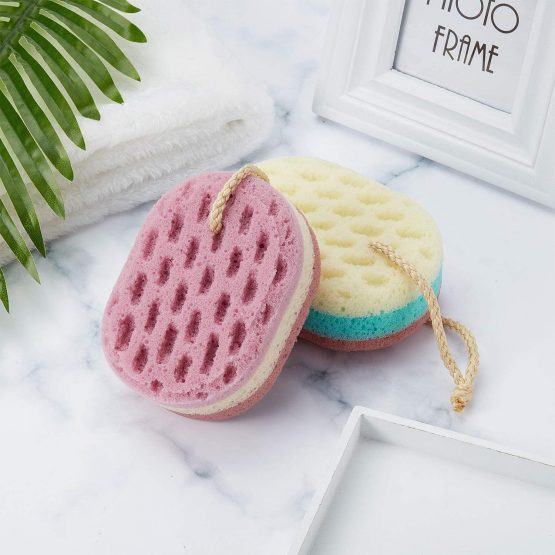 5 Pieces Soft Bath Sponge Gentle Soothing Body Sponge Natural Fiber Exfoliating Shower Sponge for Women Men Kids, Random Color (Oval Shape) - Image 3