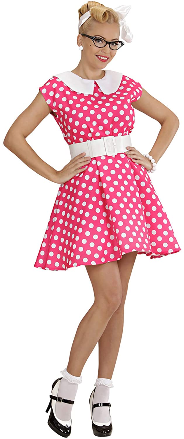 Ladies 50s Lady  Pink Costume Small UK 8-10 for Grease 50s Rock N Roll Fancy  Dress - BigaMart