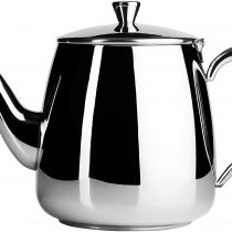 Café Olé PT-035 Premium Tea Pot, 18/10 Stainless Steel, Mirror Polished, 35oz, Stay Cool Hollow Handles, Perfect Pour Spout, Silver