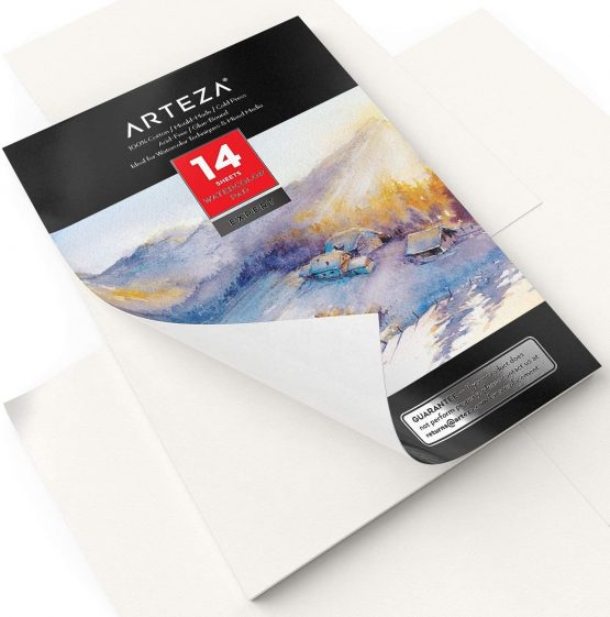 Arteza Watercolour Paper Pad A4, 14 Sheets, 300gsm Watercolour Paper, 100% Cotton, Cold-Pressed, Art Supplies for Watercolour Techniques and Mixed Media - Image 3