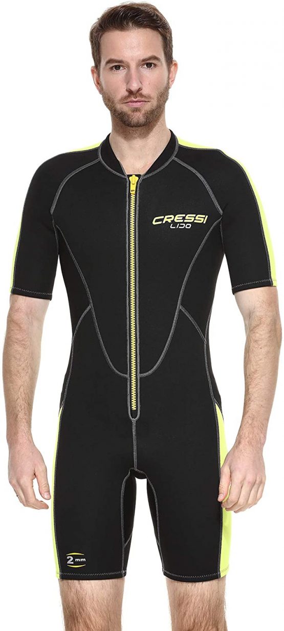 Cressi Men's Lido Premium Neoprene Wetsuit Shorty, Black/Yellow, XXXL/7