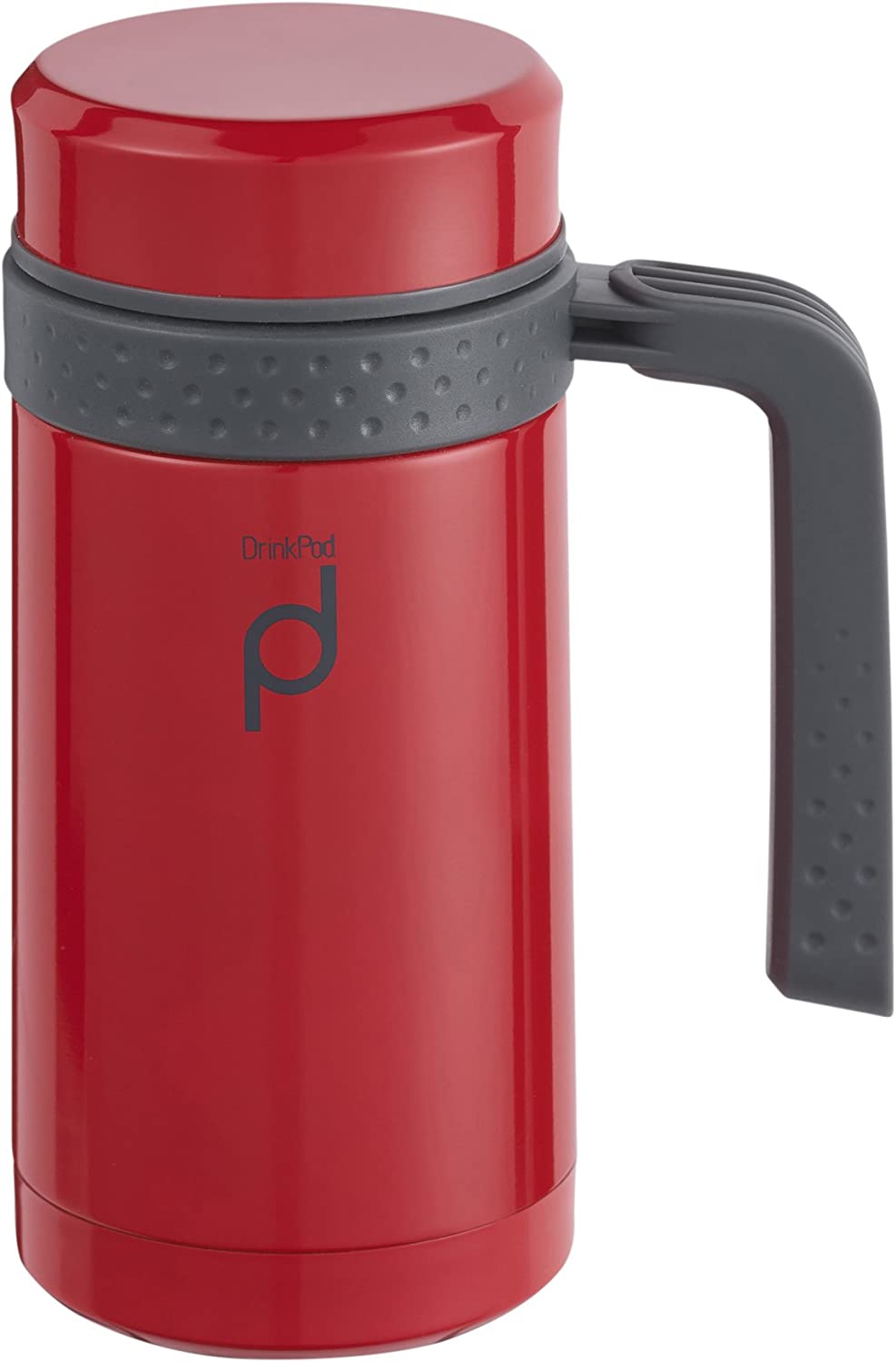 Drink Pod Vacuum Insulated Leak-Proof Flask, 450ml, Red