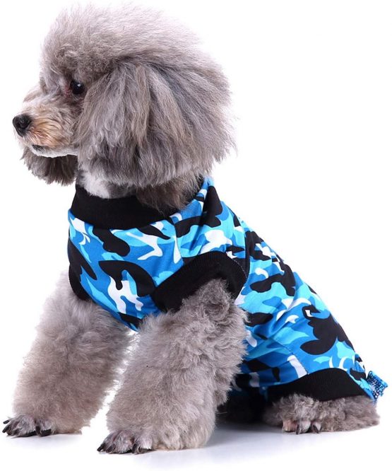 SELMAI Dog Recovery Body Care Prevent Licking E Collar Alternative Puppy Clothes Pet Cat Wearing for Skin Diseases Wounds Post Operative Body Suit One Piece Fashion Camouflage Design, Pink XS - Image 2
