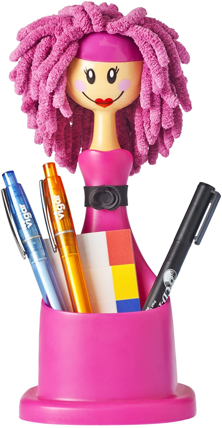 VIGAR Set Di 6 Spolverini E Spugne Dolls - Azzurro E Rosa, Assorbenti E Anti-pilling, Sfoderabili E Lavabili