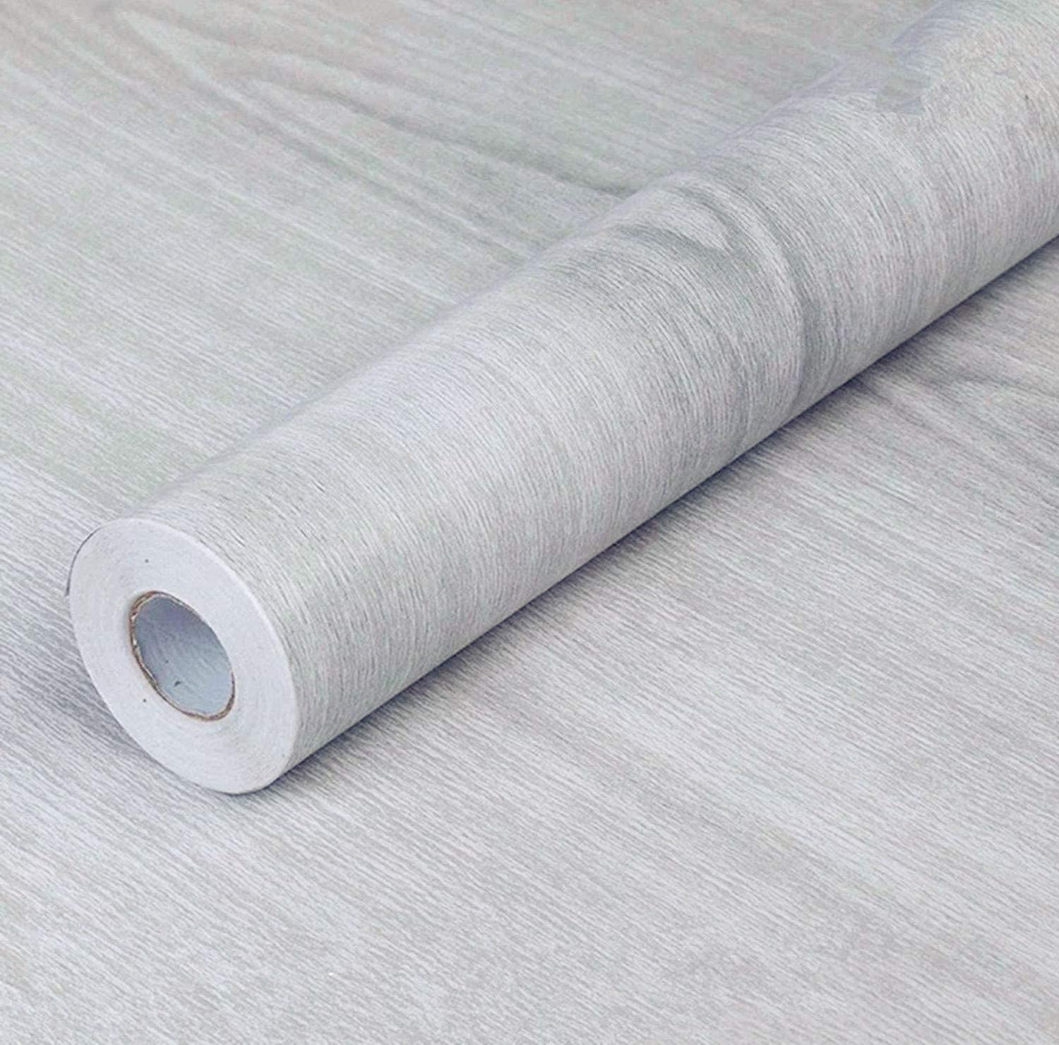 Grey Wood Grain Paper Self Adhesive Peel Stick Film Counter Top Covering Furniture Cabinets Wardrobe Shelf Liner Wallpaper Sticker Waterproof Easy To Remove (3.3Meter/10.8Ft)
