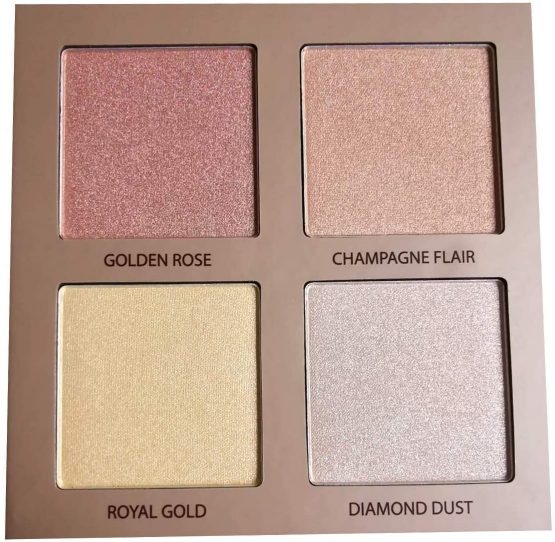 Highlighter Make-up Bronzer Powder Palette - Face Highlighter Makeup Palette Set With Mirror - 4 Highly Pigmented Shimmer Colors For Highlighting And Contouring - Vegan, Cruelty Free & Hypoallergenic - Image 4
