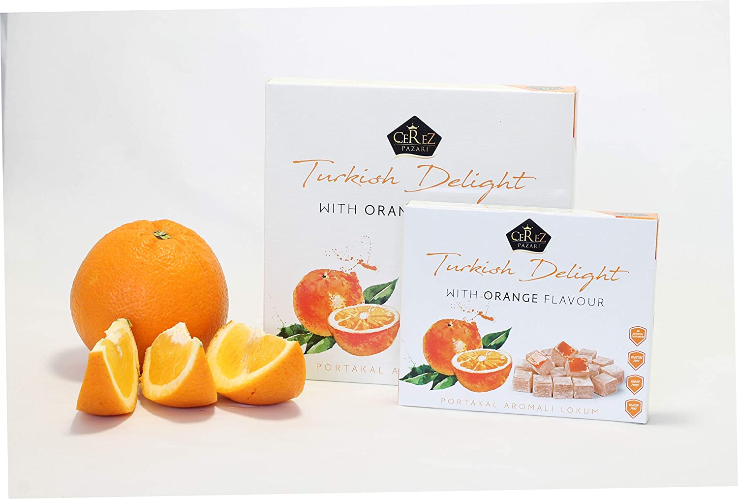 Cerez Pazari Turkish Delight with Orange Flavor 454g Gourmet Medium Size Snacks Gift Box - Image 4