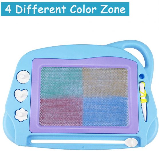 AiTuiTui Magnetic Drawing Doodle Board for Kids, Travel Size Colorful Writing Tablet-Mini Erasable Etch Sketching Pad Educational Toys for Toddlers 1 2 3 4 - Blue - Image 3
