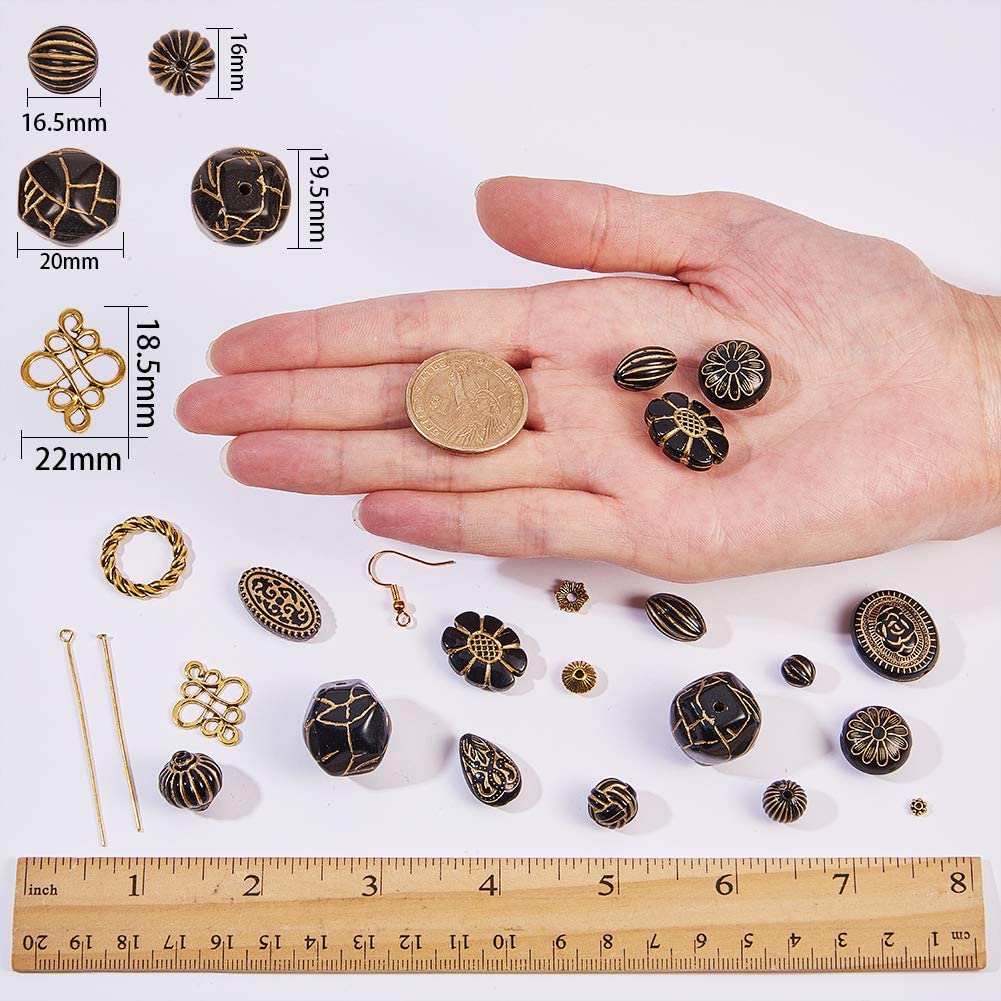 SUNNYCLUE 1 Box DIY 8 works Acrylic Earrings Making Starter Kit for Women Golden Metal Enlaced Beads Cellulose Acetate dangle drop hook earrings Supplies for Beginners Adults Women Girls Gift - Image 3
