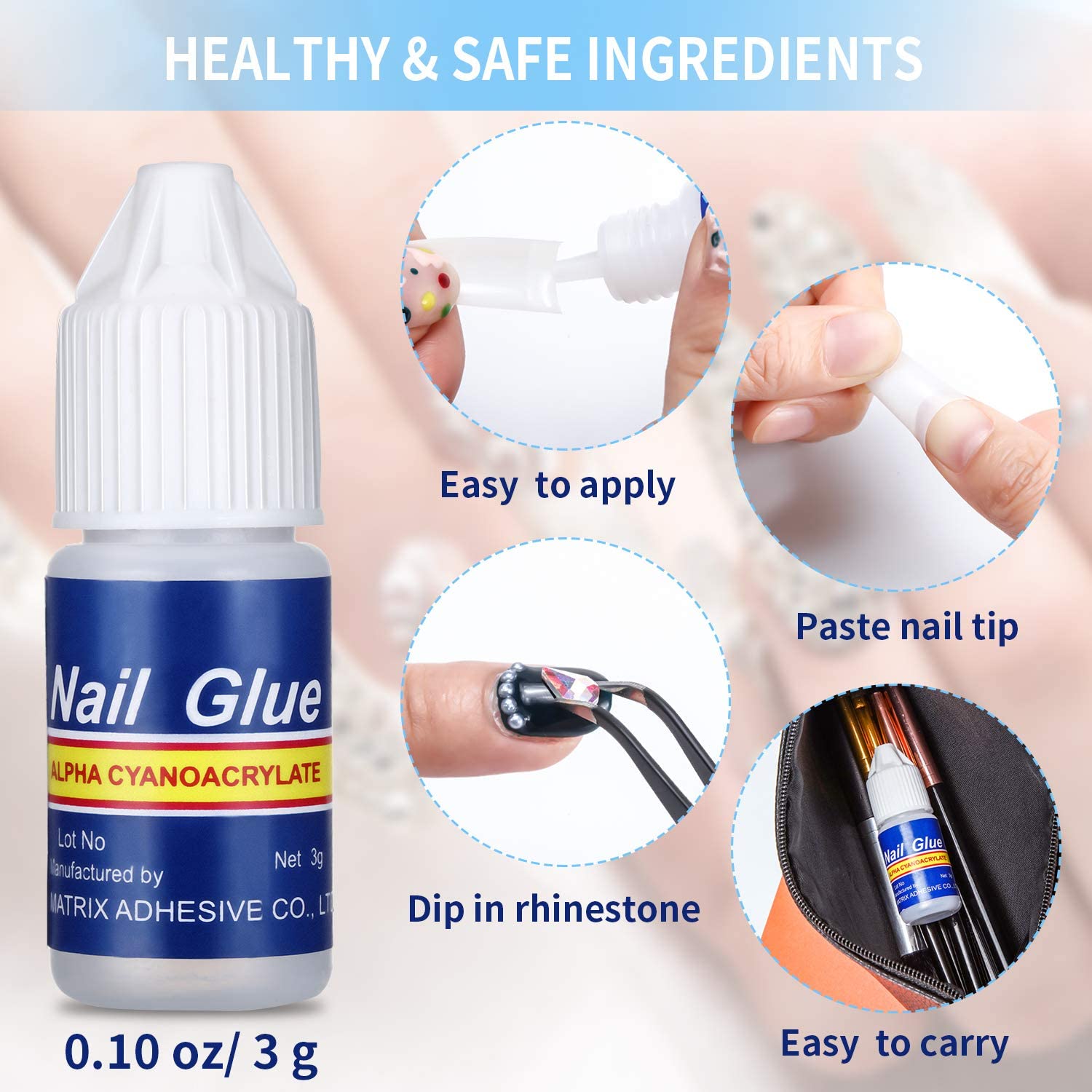 12 Bottles Nail Glue Quick Drying Nail Glue Adhesive Beauty Nail False