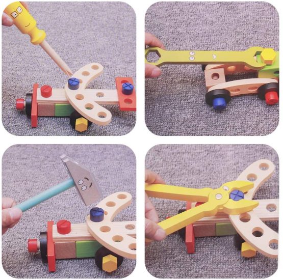 Wooden Toys Kids Tool Set-Wooden Kids Tool Box Kit Construction Toys Role Play for Kids,Children Woodworking Tools and Accessories Pretend Play Tool Kits, Kids Toys for 3 4 5 6 Year Olds Boys Girls - Image 3
