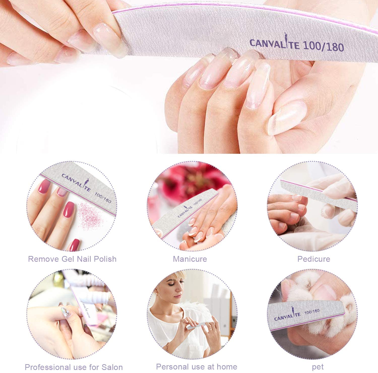 10 PCS Professional Nail Files Double Sided Emery Board(100/180 Grit) Nail Styling Tools Pet Grooming Tools for Home and Salon Use - Image 4