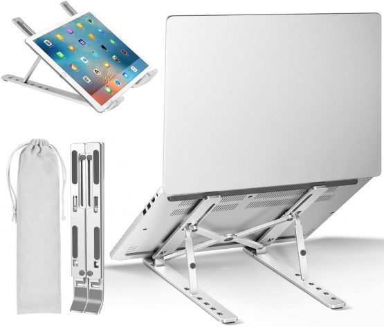 ivoler Laptop Stand, Adjustable Multi-Angle Foldable Laptop Stand Portable Tablet Holder for Desk Lightweight Space-Save Ergonomic Tray Mount Compatible with Macbook, Laptop, Notebook Computer,Tablet