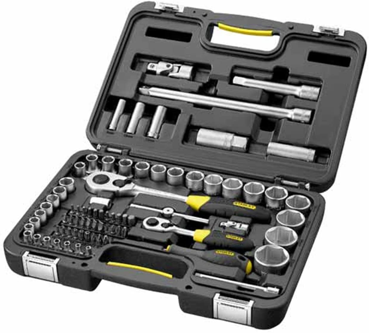 Stanley 1-94-669 Socket Wrench, Silver, 1/4/1/2-Inch, Set of 77 Piece - Image 2