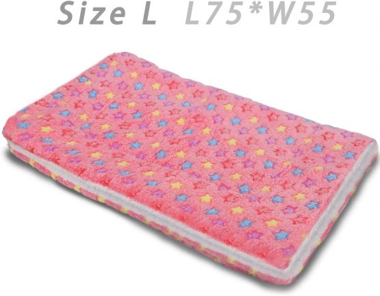 Soft Star Pattern Dog Cat Blanket Fleece Pet Pad Puppy Cushion Mat (L, Pink) - Image 2