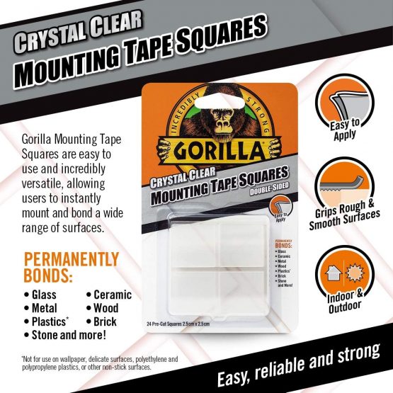 Gorilla 3044110 Mounting Tape Squares Crystal Clear - Image 2