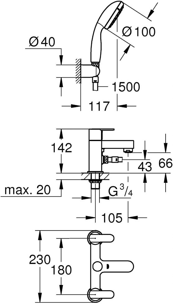 GROHE 25177000 | Get Deck Mounted Mixer Shower Set - Image 2