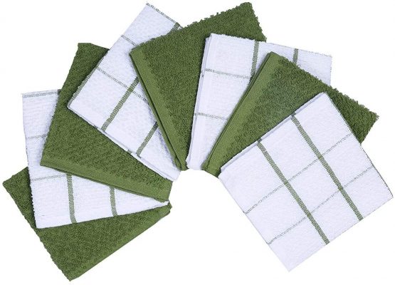 AMOUR INFINI Terry Dish Cloth | Set of 8 | 30 x 30 cm | Durable, Super Soft and Absorbent |100% Cotton Dish Rags | Perfect for Household and Commercial Uses | Yellow - Image 2