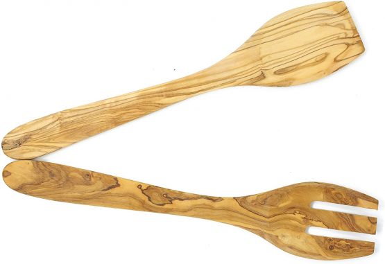 Benera Olive Wood Salad Servers Set of 2 Approx. 30 cm Mediterranean