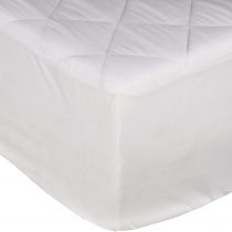 Sleepdown Quilted Fitted Mattress Protector Pad Cover Bedding White Soft Cosy With Extra Deep Pocket 30 cm Bed Bug Dust Mite Proof - Double 135 x 190 cm
