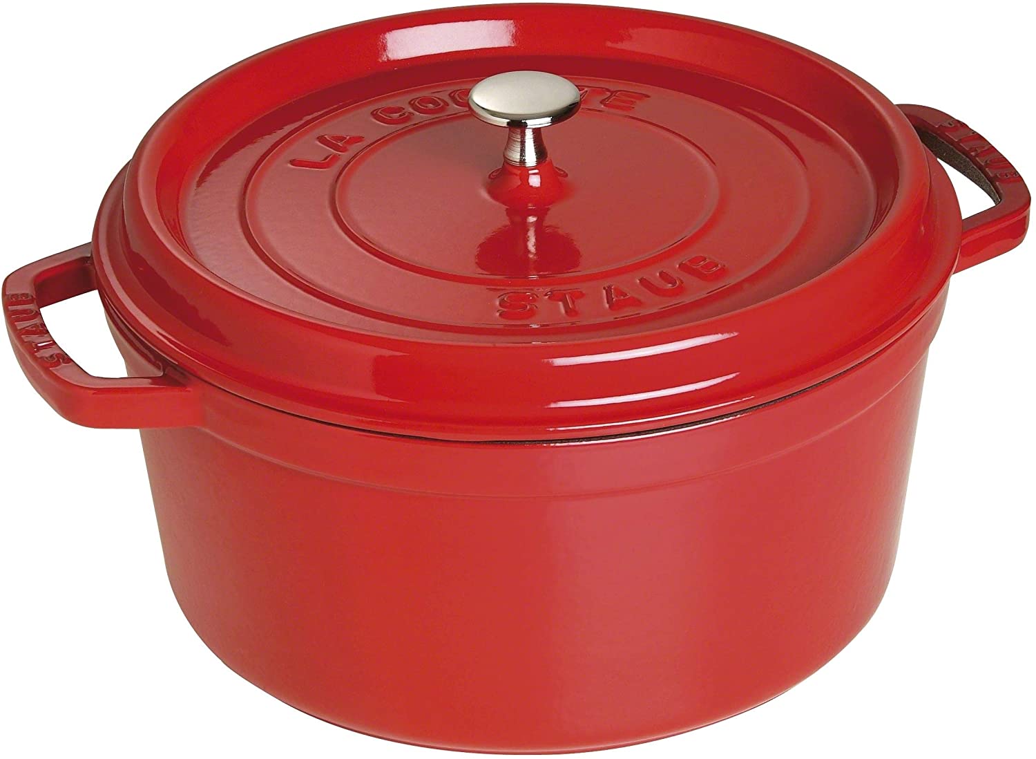 STAUB 1004224 Cast Iron Roaster/Cocotte, Round, 28 cm, 6.7 L, Cherry Red, 28cm