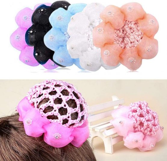 5 Pieces Girls Hair Bun Net Sequin Ballet Recital Dance Hair Bun Net Holder Hair Bun Cover Hair Accessories - Image 3