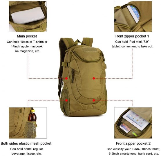 Yakmoo Assault Backpack Waterproof Daypack Molle System Student Bag Tactical Military Rucksack 25L for Outdoors - Image 4