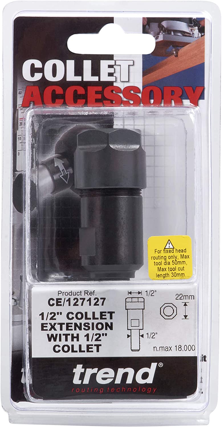 Trend Collet Extension with 1/2 Inch Shank & 1/2 Inch Collet, 50mm Spindle Increase for Router Tables CE/127127 - Image 3
