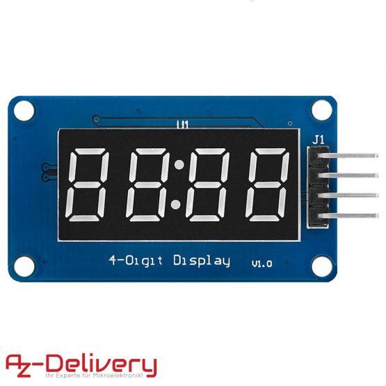 AZDelivery 4 Digits 7 Segment Digital Tube TM1637 LED Display Module with Clock Display compatible with Arduino and Raspberry Pi including E-Book! - Image 2